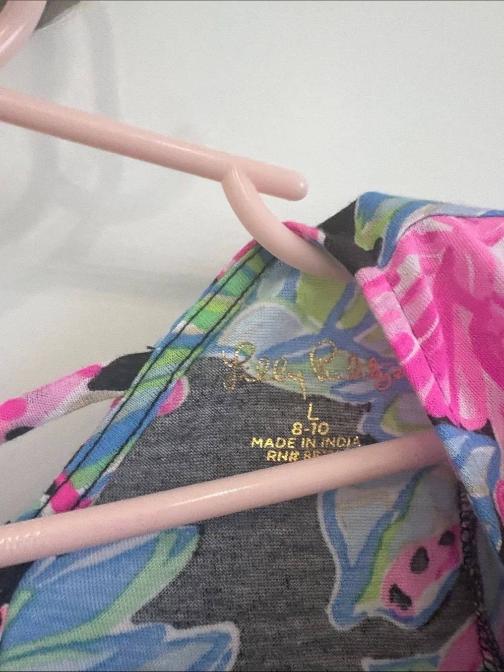 Lilly Pulitzer Black Tropical Pink & Blue Floral Ruffle Hem Dress